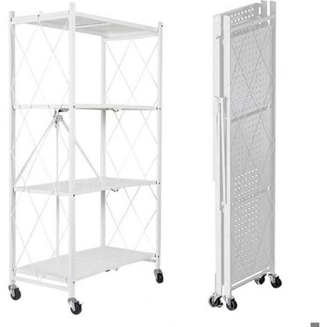 mueble estantería - SEVEN COMFORT - Estantería plegable 4 niveles 71.5x34x124cm - ruedas 360° - 20kg/niv (1/5)