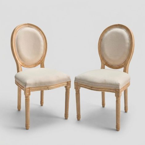 Set 2 sedie imbottite da cucina stile classico a medaglione Basone