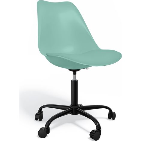 Sedia da ufficio con ruote - Sedia girevole per scrivania - Struttura nera Tulip Pastel green