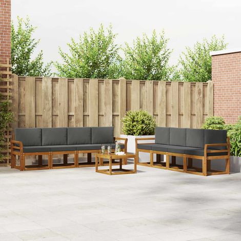 vidaXL Outdoor-Sofagarnitur mit Kissen 9 pcs Natur und Anthrazit (1/5)