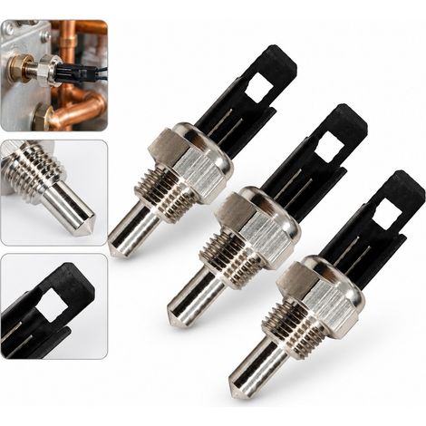 3 Pièces Sonde de Température NTC Intégrée 10 kΩ B3435 Gaine Noire Cuivre Nickelé pour Chauffe-Eau Chaudière et Pompe à Chaleur 0,1 kg (1/5)