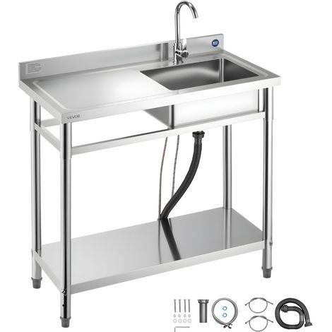 Lavello in Acciaio Inox 100 x 50 x 94 cm, Vasca Singola con (1/5)