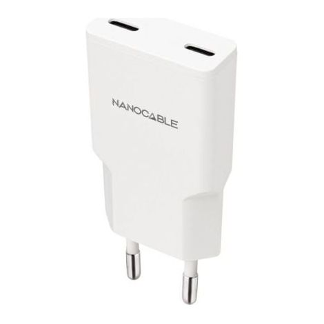 Cargador de Pared Nanocable 10.10.2029/ 2xUSB Tipo-C/ 30W/ Blanco