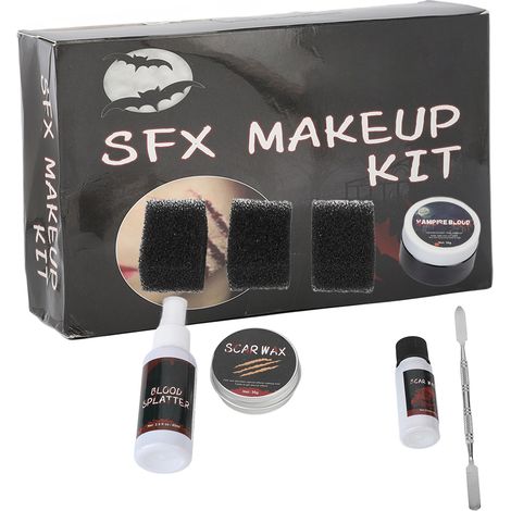 Kit maquillage Halloween : plaies plasma, cicatrices en cire, effets spéciaux effrayants pour visage, sac cosmétique pour fête (1/5)