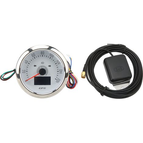 Compteur de vitesse GPS 3 en 1 de 85 mm, 0 à 160 mph, odomètre avec affichage OLED, fonctions de kilométrage COG, 9 à 32 V, pour camping-car, bateau, voiture, blanc (1/5)
