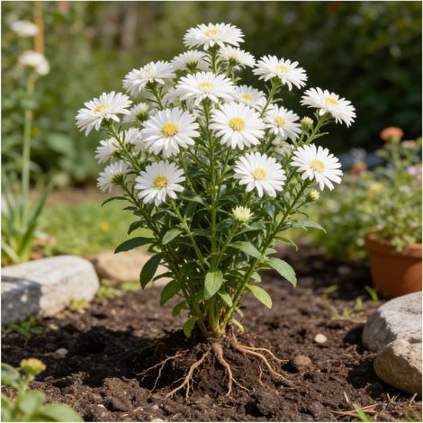 Aster novi-belgii White Ladies 20cm Godet 9cm - Aster (1/4)