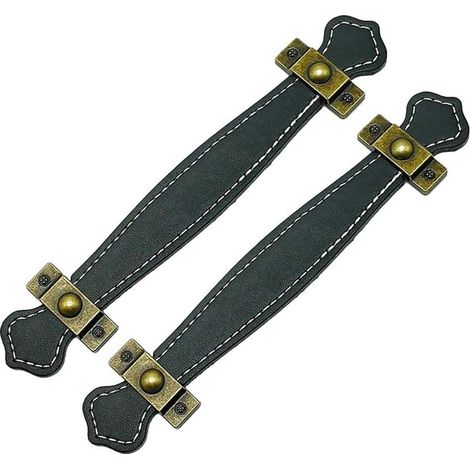 Lot De 2 Poignées De Tiroir En Cuir Pu Style Vintage Pour Porte Placard Cuisine Salle De Bain Atelier Commode Et Malle 19.00 X 3.60 X 0.80 Cm (1/5)