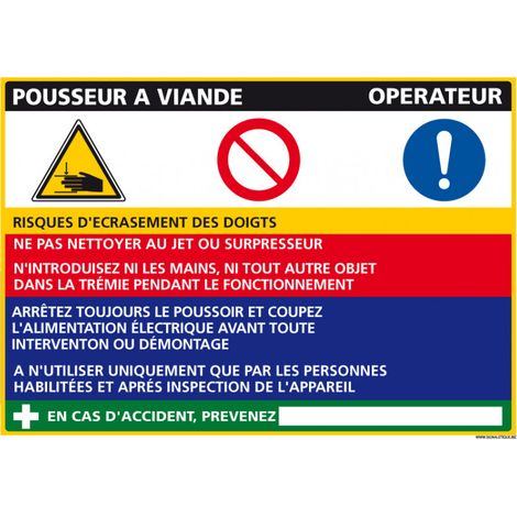 Panneau Fiche de Poste Pousseur à Viande (C1090) - Adhésif - 300 x 210 mm