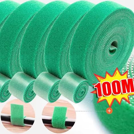 (25 rouleaux (50 m) de serre-câbles auto-adhésifs en nylon vert pour plantes, réglables, avec système de fixation auto-agrippant et boucle, pour jardin, réutilisables) (1/4)