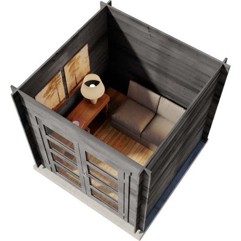 Alpholz Gartenhaus Paloma Petit Gartenhaus aus Holz in Anthrazitgrau, Holzhaus mit 28 mm Wandstärke, Blockbohlenhaus mit Montagematerial