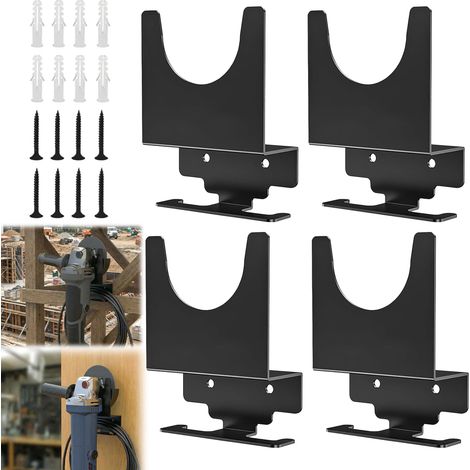 Lot de 4 supports muraux pour meuleuse d'angle : support de meuleuse d'angle robuste avec vis porte-outils en métal pour montage mural pour garage, espace de travail, utilisateur DIY (1/5)
