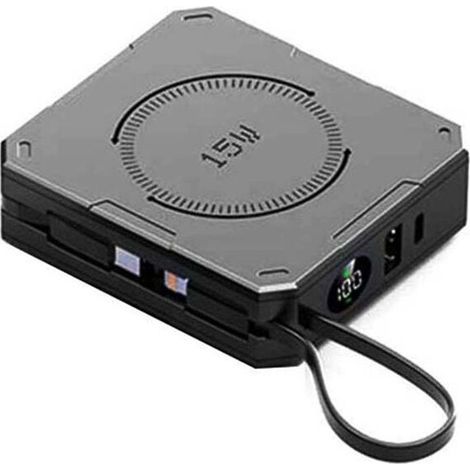 Chargeur Sans Fil Magnétique Compact 15 W 10 000 MAh Power Bank Multi-Appareils Charge Rapide Portable Noir 10 000 MAh (1/5)