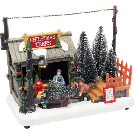 kleiner Weihnachtsbaum Verkaufsstand - 18,5 cm - mit LED Beleuchtung