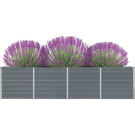 Bac à fleurs - Jardinière pour extérieur/intérieur jardin terrasse balcon - 320x40x77 cm Acier galvanisé Gris Chic-570608 (1/5)
