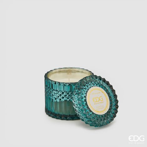 EDG Enzo De Gasperi Candela Crystal con Vaso + Scatola Regalo H 10,5 cm D 10,5 cm Teal (1/3)