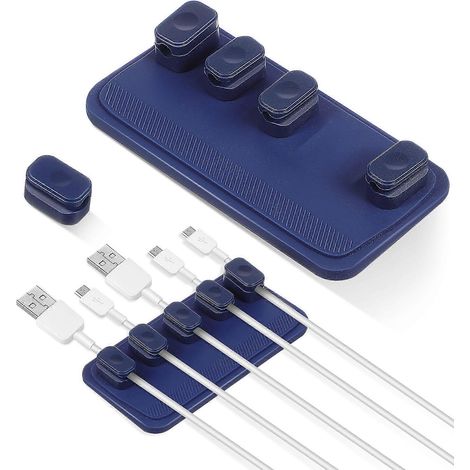Lot de 2 supports de rangement magnétiques pour câbles, organisateurs de câbles multifonctionnels pour bureau ou mur. (1/5)
