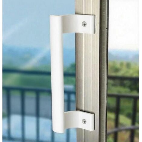 Aluminum alloy handle for balcony sliding door - Barn sliding door handle - Garden door handle - Side handle with mounting screws (white)