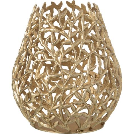Vase feuille doré en aluminium ajouré - doré (1/2)
