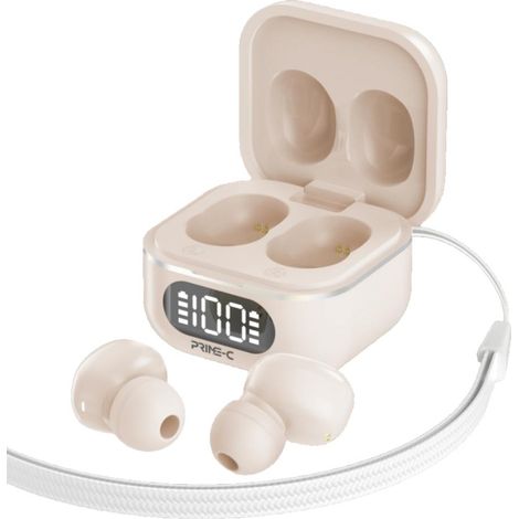 Fones de ouvido Bluetooth, mini ultraleves/com visor digital/com cordão - marrom claro.