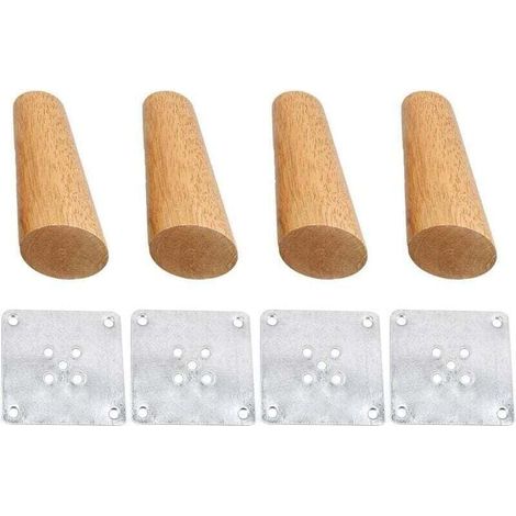 Lot de 4 pieds de meubles inclinés en bois massif 20 cm pieds de rechange avec plaque de montage et vis pour canapé, TV, lit, table à manger,de (1/4)