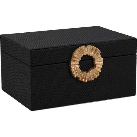 Boîte de rangement élégante noir et or avec finition luxe - noir détail doré (1/5)