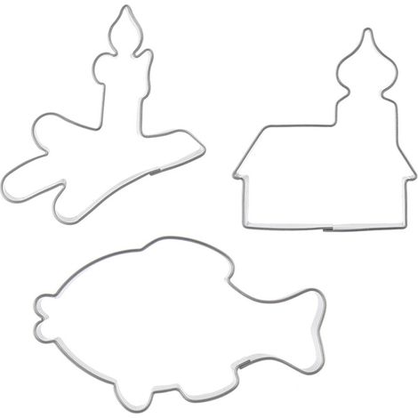 Set di 3 tagliabiscotti in acciaio.