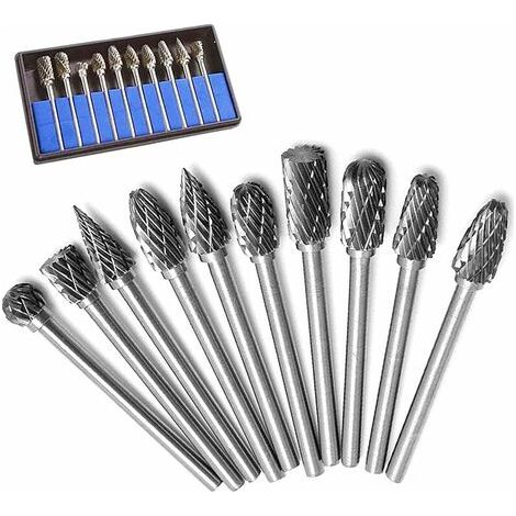 Fraises Rotatives en Carbure de Tungstène Double Coupe Tige 3mm pour Outils Rotatifs. 10Pcs (1/5)
