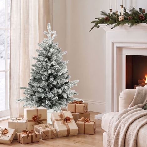 Sapin artificiel réaliste blanc, pied métallique stable inclus, montage rapide, pour maison et bureau (1/5)
