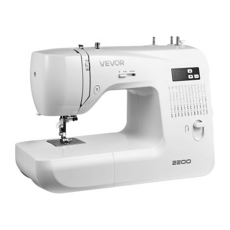 Máquina de Coser, Máquina de Coser Digital con 60 Aplicaciones de Puntadas, Pantalla LED, Pedal y Luz LED, Estructura Metálica Resistente y Potente Motor para Manualidades, Blanco (1/5)