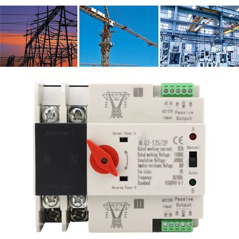 Duale unterbrechungsfreie Stromversorgung mit automatischem Umschalter 110V AC, 63A Stromkreis, schneller Kippschalter, Millisekunden-Schaltung, Mini-ATS 2P-Modell. (1/5)