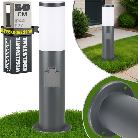 MONZANA® Lámparas de exterior interior resistente a la intemperie 480 x 76 mm acero inoxidable decoración 20W - color y modelo a elegir Antracita con enchufe