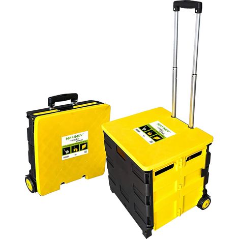 Boîte à roulettes Pliable - Chariot de Courses avec Couvercle sécurisé, Caisse de Rangement Robuste 46 L, Charge 35 kg, pour Shopping, déménagement, Bureau et Voyages (1/5)
