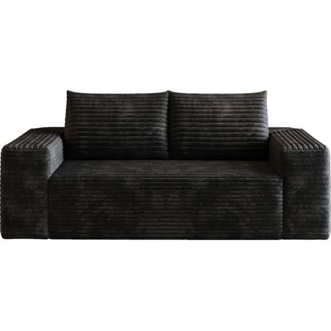 Modulares Sofa 180 cm aus schwarzem Cord, ohne Montage, Schaumstoffpolsterung, MODENUIT (1/5)