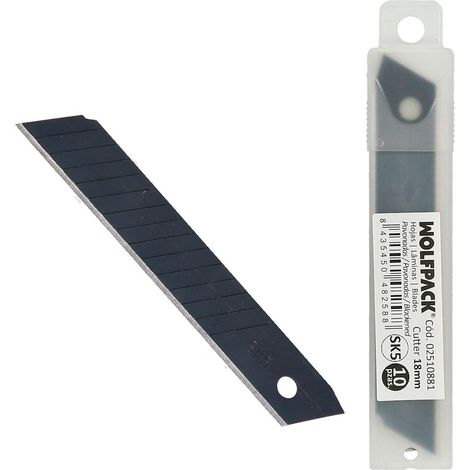 WOLFPACK LINEA PROFESIONAL hoja cutter 18 mm. (estuche 10 piezas) acero sk5 pavonada (1/4)