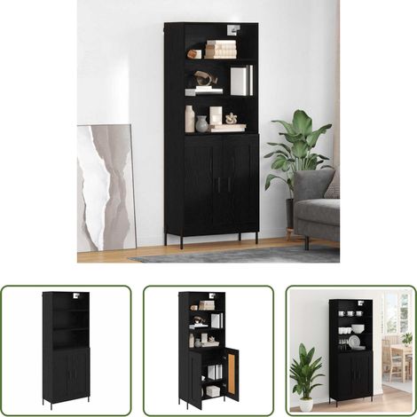 vidaXL Hochregal -  Highboard Schwarz Eichen-Optik 69,5 x 34 x 180 cm Holzwerkstoff (1/5)