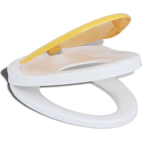 Sedile WC con chiusura ammortizzata per adulti e bambini bianco e giallo 020002893
