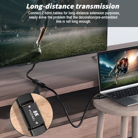 Coupleur HDMI - Adaptateur Femelle-Femelle - Support 8K 60 Hz - Compatible Ethernet - ARC - 2 Pièces (1/5)