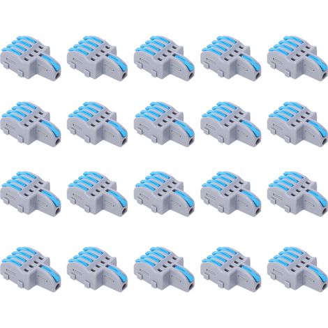 Connecteur Électrique 20 Pièces, Répartiteur 1 Entrée 4 Sorties, Bornier à Poussoir, Fil Conducteur, Pièces Électriques (Bleu) (1/5)