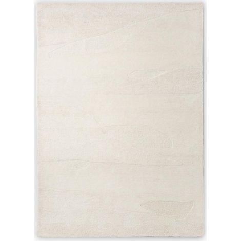 Tapis salon et chambre en laine 160x230 crème rectangle fait à la main (1/5)