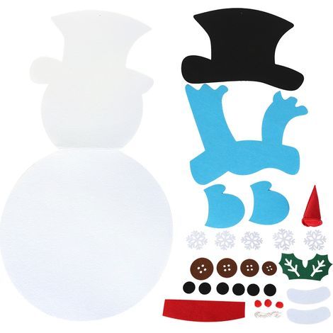 DIY-Schneemann-Dekorationen aus Filz, geruchlose Schneemann-Wandbehänge, Spiele zur Förderung der Fantasie von Kindern (Schneemann mit blauem Schal) (1/5)