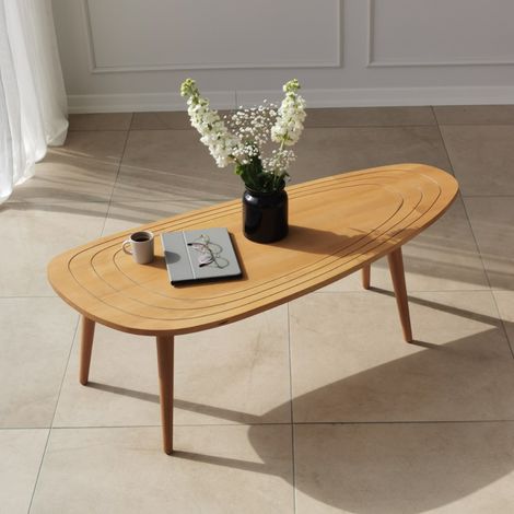 Tavolino da caffè in stile teak legno chiaro RANA (1/3)