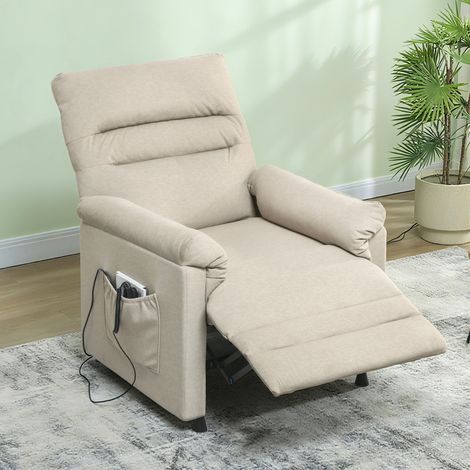 Poltrona Relax Elettrica Massaggiante e Riscaldante con Poggiapiedi, Silenziosa, Poltrona Reclinabile 150° in Velluto Pet Friendly con Funzione Memory, 2 Telecomandi e USB, Beige (1/5)