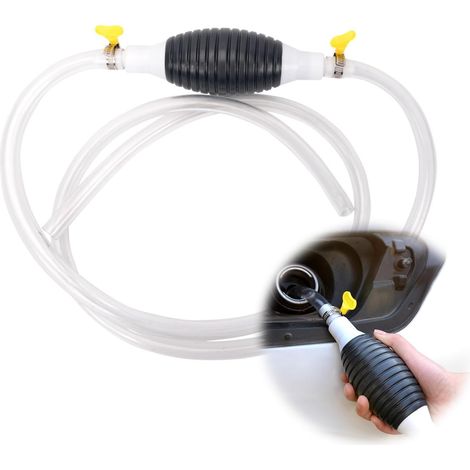 Pompe a Petrole – 2m Pompe a Eau Manuelle, Diesel, Huile & Eau, Portable avec 2 Colliers Métal & Airbag, Démarrage Rapide pour Voiture, Aquarium & Atelier