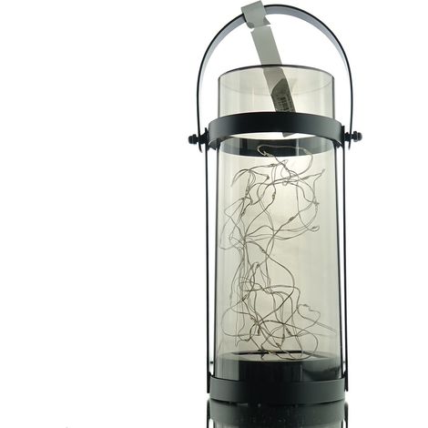 Lumineo Mircro-LED Solar-Laterne Acryl Rauchgrau Ø 10 cm Höhe 23,5 cm 30 Lichter - warmweiß (1/3)