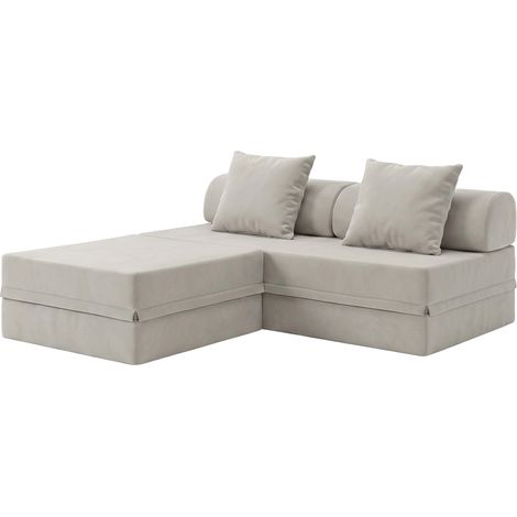 Sofá Modular 3 Lugares + Puff Convertível Liso (1/4)