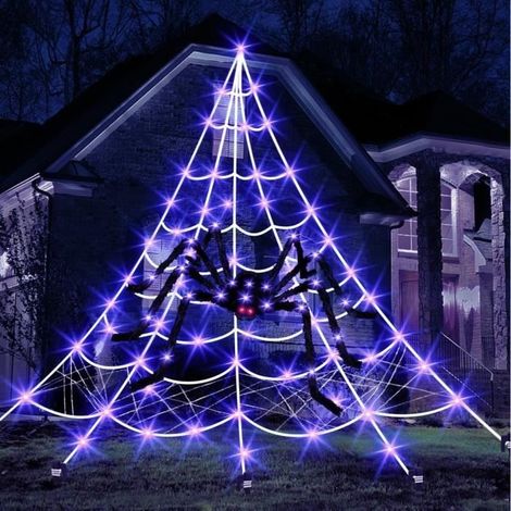 Toile d'Araignée MIOLOE 5 m, 250 LED, violet, Halloween - éclairage - décoration - économique - intérieur (1/4)