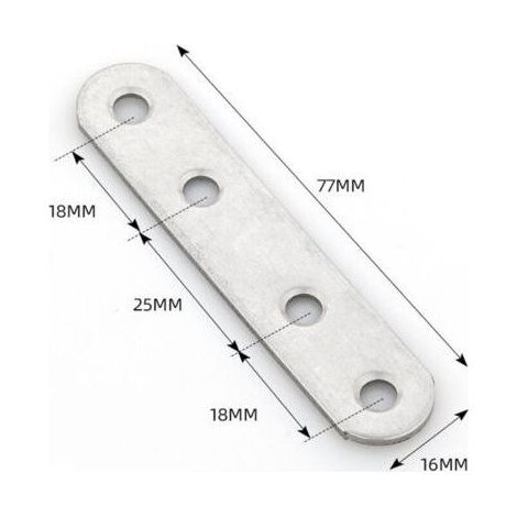 20 PCS Plaques d'assemblage perforée plates (77 x 16 x 1.8mm) Plaques de raccord Plaques de connexion, Supports de Fixation Droits Plats Métalliques, en acier galvanisé (1/4)