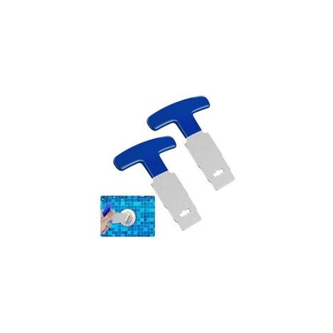 Lntyq Lot de 2 outils de retrait de bouchon de piscine avec poignée, outil de retrait de siège oculaire en métal amélioré pour piscine au-dessus et creusée, spa de retour, raccords d'admission, compat