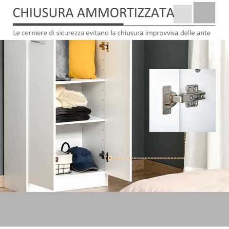 Armoire 4 portes en MDF blanc, étagères ajustables, dimensions 59x31x155 cm, rangement modulable. (1/5)