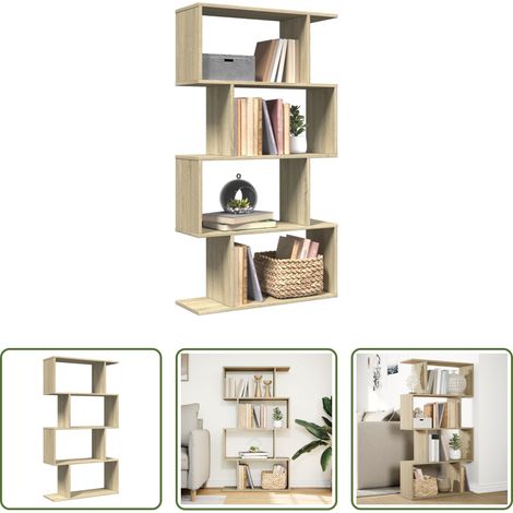 Bücherregal - Raumteiler-Bücherregal 4 Böden Sonoma-Eiche 70x24x129 cm (1/5)